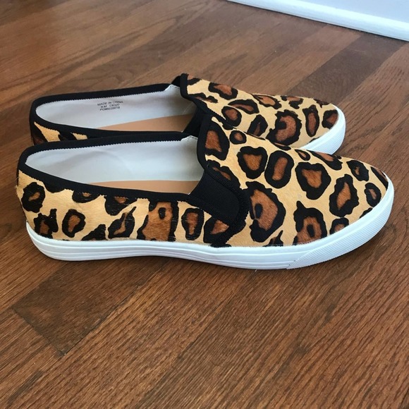 J. Crew Factory Calf Hair Cheetah Print Slip On Sneakers Sz 9 - Picture 6 of 8